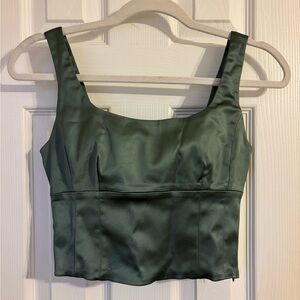 Wilfred Satin Crop Top in Green